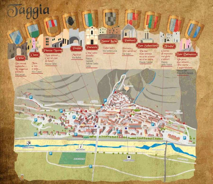 Taggia, cartina dei Rioni per San Benedetto